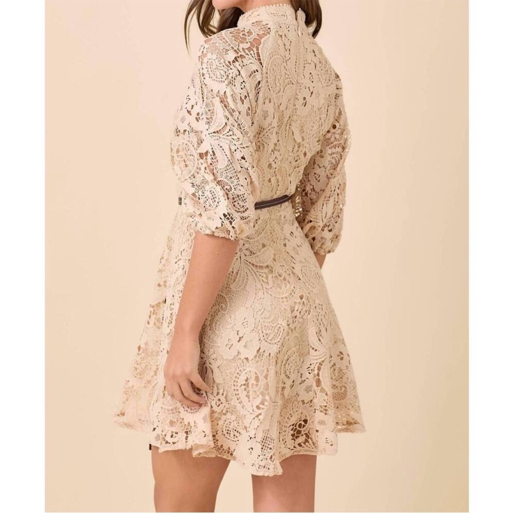 Zimmermann Waverly Lace Minidress in Cream Beige Size AU 2 / US 8 - Picture 5 of 13